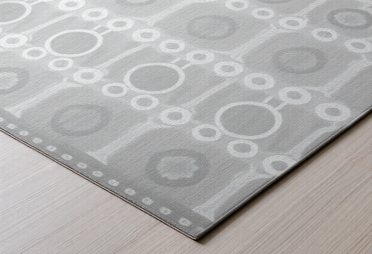 A contemporary rug design with minimalist patterns and a subtle, calming color palette.