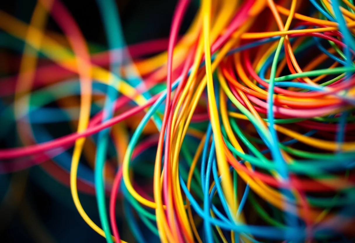 Abstract close-up of colorful woven threads representing data security and intricate protection.